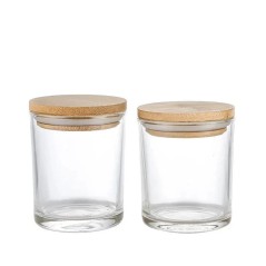 Pot En Verre  Pour Bougie  - Couvercle En Bois