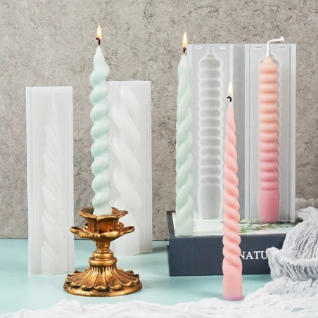 moule en silicone de bougie en spirale
