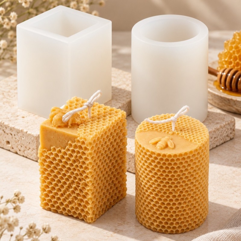 Moule en silicone Bougie alvéoles d'abeille – 2 modèles