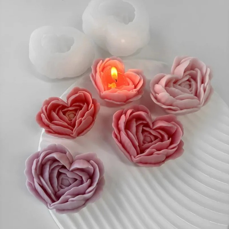 moule en silicone de bougie coeur