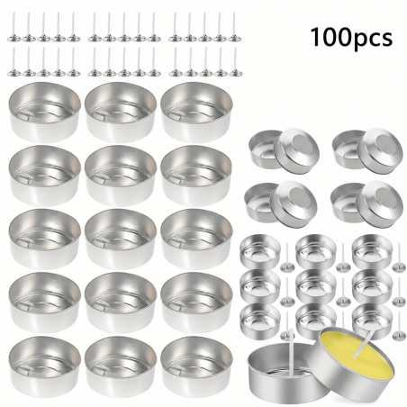100 Pièces Supports de Mèche pour Bougies Chauffe Plat + Mèches