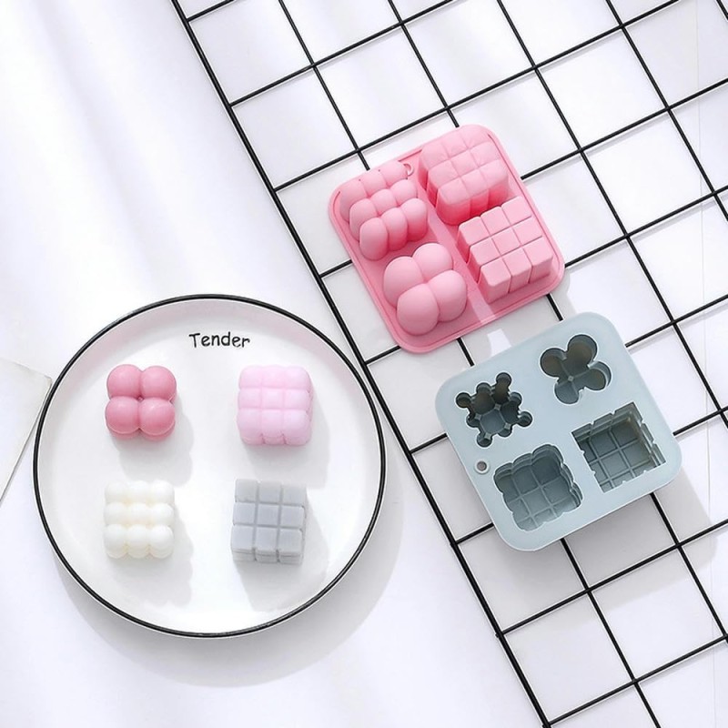 Moule en silicone Bougies Bubble Cube – 4 modèles
