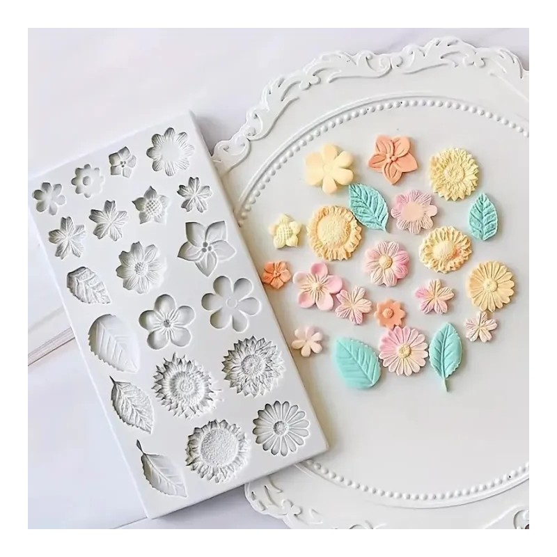 Moule en silicone Mini-motifs floraux et décoratifs