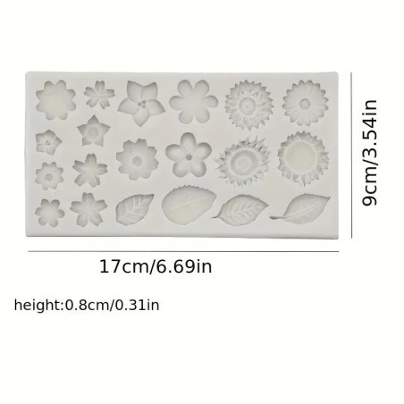 Moule en silicone Mini-motifs floraux et décoratifs