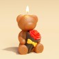 Moule en silicone pour bougie Mini-ours tenant une rose