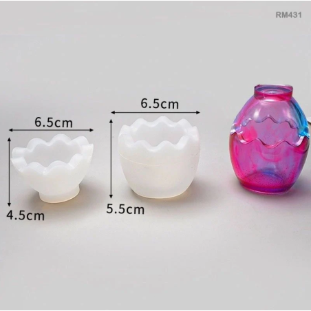 Moule en silicone pour Plâtre/Résine - Pot coquille d'œuf