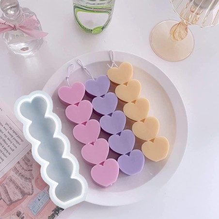 Moule en silicone pour bougieColonne de cœurs