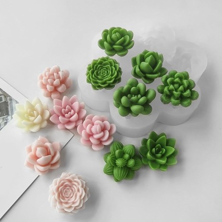 Moule en silicone Mini-roses et succulentes