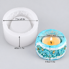 Moule en silicone Pour Plâtre et résine - Pot rond effet pierre