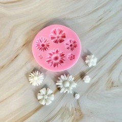 Moule en silicone Mini-fleurs variées décoratives