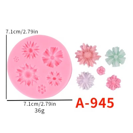 Moule en silicone Mini-fleurs variées décoratives