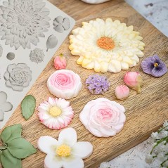 Moule en silicone Fleurs variées – Marguerites et roses