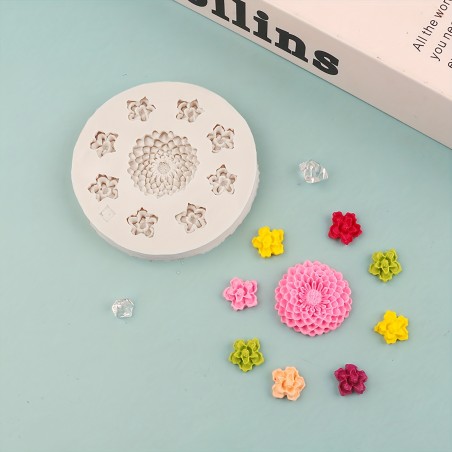 Moule en silicone Mini-fleurs et rosaces décoratives