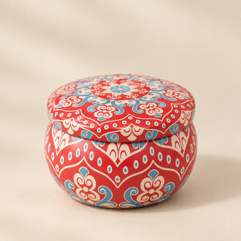 Pot en métal décoratif avec couvercle