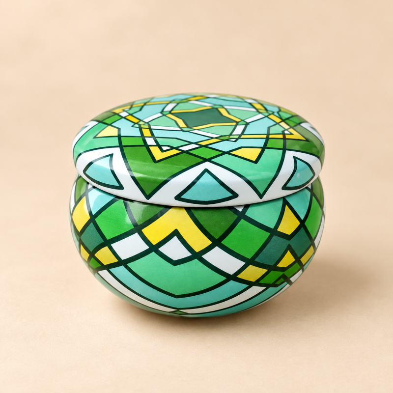 Pot en métal décoratif avec couvercle