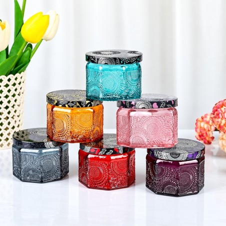 Pot en verre texturé avec couvercle métallique – 100 ml
