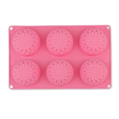 Moule en silicone pour savon rond floral